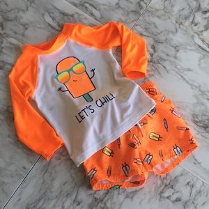 Toddler Swimsuit 12 Months Rashguard Trunks Set